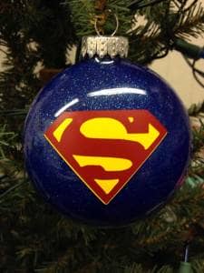 Weihnachtskugel Superman Blau glitzer