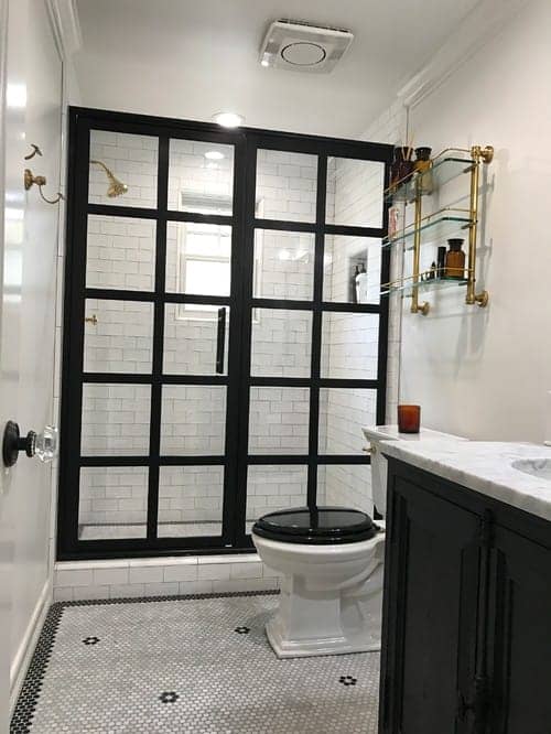 Black and white bathroom overview